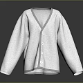 White V neck Button Front Cardigan With Soft Fabric And Long Sleeves