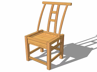 Simple Wooden Dining Chair With Solid Structure And Classic Backrest Design 3d model