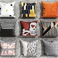 Decorative Throw Pillows With Various Patterns And Colorful Designs For Home Decor 3d model