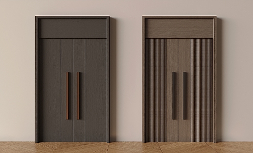 Modern Light Luxury Double Door Solid Wood Double Door Flat Door 3d model