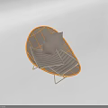 Modern Comfortable Bean Bag Chair Design With Orange Metal Frame And Gray Soft Cushions