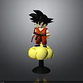 Black Haired Anime Character In Red Outfit Holding Red Staff On Yellow Cloud Creature Base