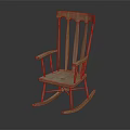 Traditional Light Colored Wooden Rocking Chair With Spindle Back And Armrests
