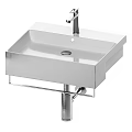 Modern White Wall Mounted Washbasins with Chrome Faucets and Metal Brackets Contemporary Design