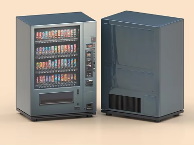 Dark Blue Commercial Vending Machines with Transparent Display Windows and Beverage Selection 3d model