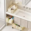 Bathroom Under Sink Storage With Organizer Boxes For Toiletries And Towels