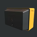 Vintage Yellow and Black Television Featuring Knobs and Speaker Grille Design