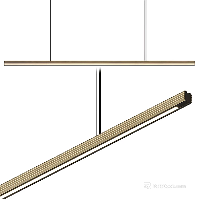 Modern Linear Pendant Light Fixture With Metal Frame For Contemporary Kitchen Area 3d model 