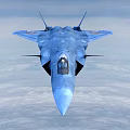Modern Fighter Jet Flying with Numbered 2021 in Blue Sky and White Clouds