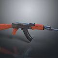 AK47 Assault Rifle with Wooden Stock Grip and Black Metal Body Design