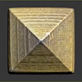 Ancient Pyramid Model With Yellow Stone Carved Patterns On Black Background 3d model