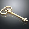 Shiny Golden Key With Vintage Design For Home Decoration And Security
