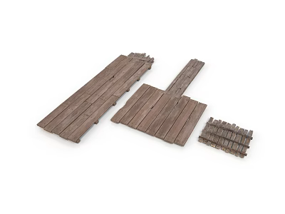 Wooden Scene Construction Components With Platform Planks And Small Strips 3d model