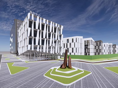 Modern Office Building Commercial Street Landscape 3d model