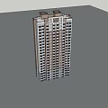 Modern High Rise Building 3D Model With Blue Sky And White Clouds Background 3d model