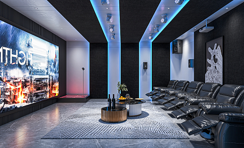 Modern Video Room Audiovisual Room Projector Room Cinema Private Cinema Massage Chair Single Sofa 3d model