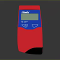Red Electronic Device With Blue Panel Digital Screen And Control Buttons