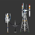Renewable Energy Technology Models Featuring Wind Turbines Solar Panels And Towers