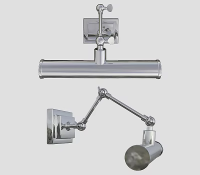 Modern Chrome Wall Lamp With Adjustable Arm And Sleek Cylindrical Design 3d model