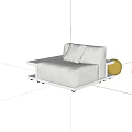 Modern White Fabric Single Sofa With Cushion And Side Table Minimalist Design 3d model