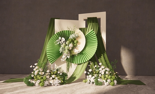 Modern Beauty Chen Green Cloth Mantle Wedding Flower Art Beauty Chen 3d model