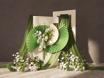 Modern Beauty Chen Green Cloth Mantle Wedding Flower Art Beauty Chen 3d model