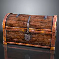 Vintage Wooden Chest With Metal Bands Brass Corners And Lock