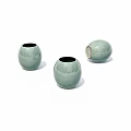 Three Light Green Ceramic Vases With Crackle Texture On White Background 3d model