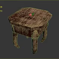 Hexagon Top Wooden Side Table With Natural Texture And Four Legs