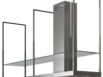 Modern Stainless Steel Kitchen Appliance With Glass Shelves And Sleek Design 3d model