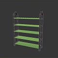 Metal Multilevel Shelf With Four Shelves And Reflective Bottom On Gray Gradient Background