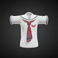 Other Stylish Sailor Style White Shirt With Blue Collar Red Necktie And Badge