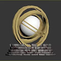 Elegant Golden Intertwined Ring Sculpture With Brick Like Base Design