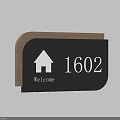 House Number Sign with Wooden Frame House Icon Welcome Text and Number 1602