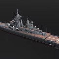 Detailed Warship 3D Model Featuring Deck Bridge And Weapon Systems Structure