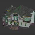 Elegant Detached Villa With Sloped Roof Stone Accents Front Porch And Windows