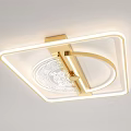 Modern Golden Ceiling Light with Circular Design Transparent Panel and Illuminated Effect 3d model
