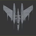 Silver Streamlined Aircraft Models with Geometric Patterns on Dark Background with Reflective Surface 3d model
