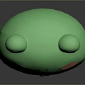 Cute Green Frog Character Featuring Big Black Eyes Pink Cheeks Open Mouth And Red Tongue