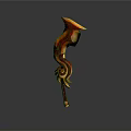 Fantasy Style Axe With Orange Red Flame Like Design And Ornate Spiral Patterns
