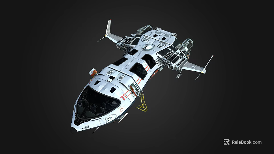 Advanced Futuristic White Spacecraft Vehicle With Sleek Cockpit And Aerodynamic Structures 3d model 