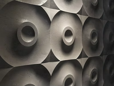 Modern Textured Wall Design With Geometric Circular Patterns And Modular Arrangement 3d model