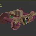 3D Rendered Mechanical Device With Large Copper Wheels And Detailed Structure