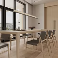 Modern Open Living Dining Area Design With Pendant Lights Sofa Fireplace and Wooden Floors