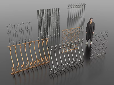Various Metal Railings Featuring Ornate Patterns Modern Structures and Different Styles 3d model