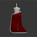 Decorative Ornament Set of White Chess King Figurine with Red Cape and Gray Trim