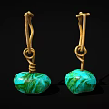 Unique Green Blue Marble Pattern Jewelry Earrings With Gold Twisted Rope Design