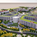 Modern School Buildings With Green Roofs Multiple Buildings Trees And Roads