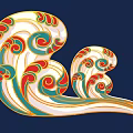 Traditional Wave Shaped Decorative Carving With Red Green Yellow White Colors And Artistic Design