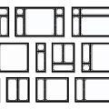 Various Black Window Frames With Different Designs On White Background 3d model